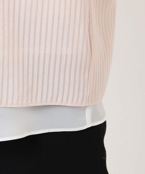 J.PRESS Ladies（J.プレス レディス）の「レイヤードボウタイ ストライプ カットソー（Tシャツ/カットソー・レディース・ベージュ系1/ピンク系1/スモーキーグリーン系1・SMALL）」の13枚目の写真