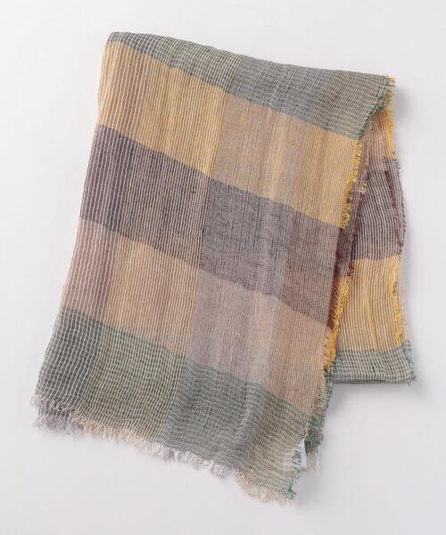 THE STATION STORE（ザ ステーション ストア）の「＜closet story＞マルチボーダー ストール（ストール/ショール・レディース・ネイビー/オリーブ・FREE）」の2枚目の写真