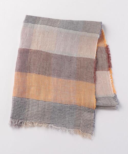 THE STATION STORE（ザ ステーション ストア）の「＜closet story＞マルチボーダー ストール（ストール/ショール・レディース・ネイビー/オリーブ・FREE）」の4枚目の写真