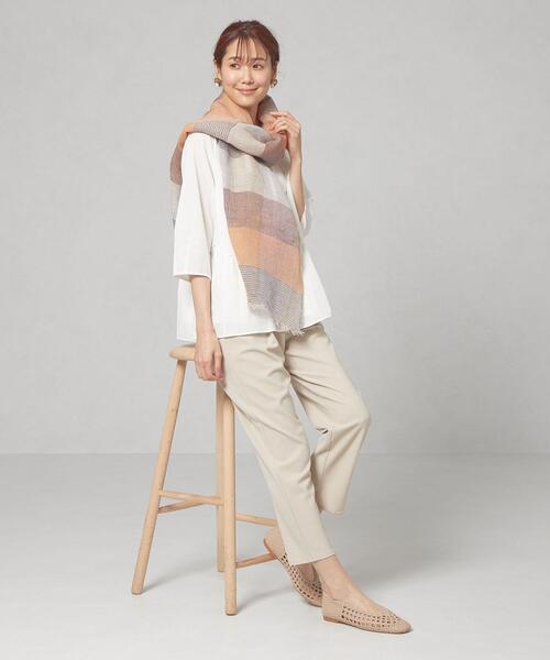 THE STATION STORE（ザ ステーション ストア）の「＜closet story＞マルチボーダー ストール（ストール/ショール・レディース・ネイビー/オリーブ・FREE）」の3枚目の写真