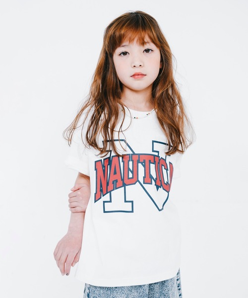NAUTICA(ノーティカ)の「【NAUTICA/ノーティカ】カレッジロゴ「N」Tシャツ(Tシャツ/カットソー・キッズ・オフホワイト/グリーン/杢グレー・100cm/110cm/120cm/130cm/140cm/150cm)」の1枚目の写真
