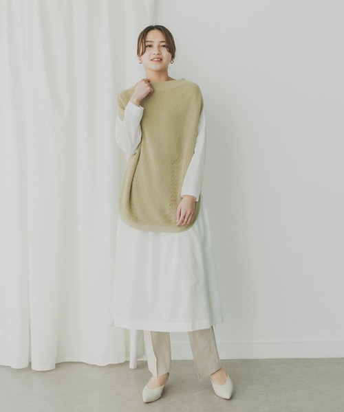 KBF+（ケービーエフプラス）の「KBF+　チュニックニットベスト（ベスト・レディース・ライトブルー/アイボリー/ライトカーキ・ONE）」の18枚目の写真