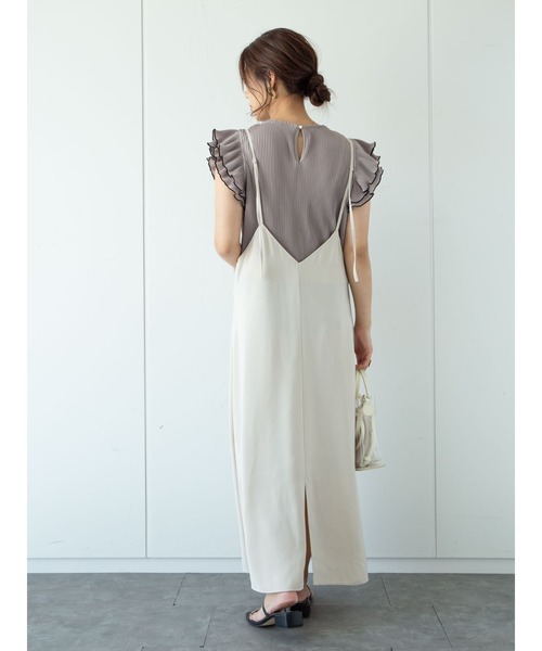 Green Parks(グリーンパークス)の「バックVネックキャミワンピース*(ワンピース・レディース・ブラック/ライトベージュ/パープル・FREE)」の19枚目の写真