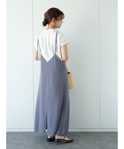 Green Parks(グリーンパークス)の「バックVネックキャミワンピース*(ワンピース・レディース・ブラック/ライトベージュ/パープル・FREE)」の12枚目の写真