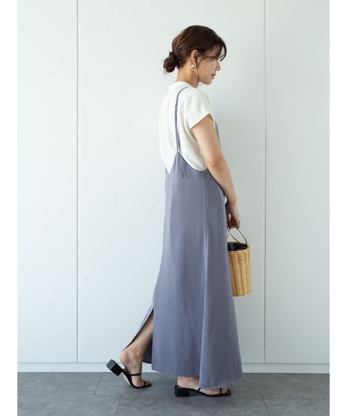 Green Parks(グリーンパークス)の「バックVネックキャミワンピース*(ワンピース・レディース・ブラック/ライトベージュ/パープル・FREE)」の8枚目の写真