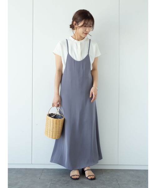 Green Parks(グリーンパークス)の「バックVネックキャミワンピース*(ワンピース・レディース・ブラック/ライトベージュ/パープル・FREE)」の10枚目の写真