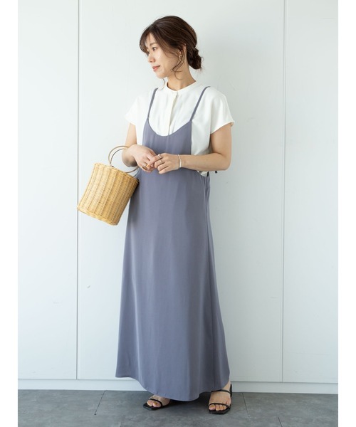 Green Parks(グリーンパークス)の「バックVネックキャミワンピース*(ワンピース・レディース・ブラック/ライトベージュ/パープル・FREE)」の15枚目の写真