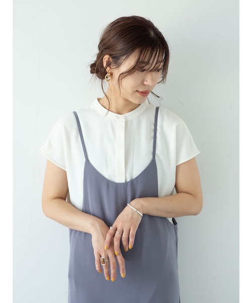 Green Parks(グリーンパークス)の「バックVネックキャミワンピース*(ワンピース・レディース・ブラック/ライトベージュ/パープル・FREE)」の5枚目の写真