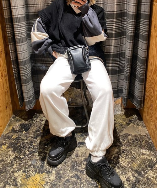 WEGO（ウィゴー）の「WEGO/刺繍イージーJOGパンツ（スウェットパンツ・レディース・ホワイト/ブラック/イエロー/アニマル・FREE）」の20枚目の写真