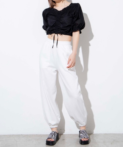 WEGO（ウィゴー）の「WEGO/刺繍イージーJOGパンツ（スウェットパンツ・レディース・ホワイト/ブラック/イエロー/アニマル・FREE）」の17枚目の写真