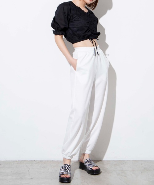 WEGO（ウィゴー）の「WEGO/刺繍イージーJOGパンツ（スウェットパンツ・レディース・ホワイト/ブラック/イエロー/アニマル・FREE）」の19枚目の写真