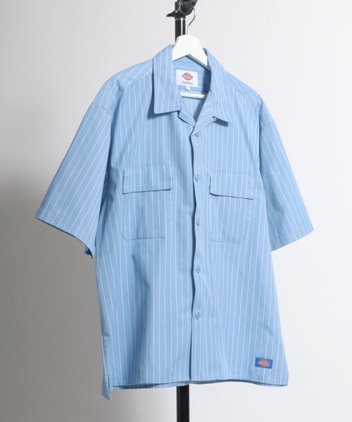 Dickies（ディッキーズ）の「Dickies（ディッキーズ）ビッグシルエット オープンカラーワークシャツ（シャツ/ブラウス・メンズ・ブルー系その他/ブルー系その他2/ライトグレー/ブラック/ベージュ/レオパード/ピンク/ネイビー/リアルツリーカモ/グリーン・XL/M/L）」の6枚目の写真