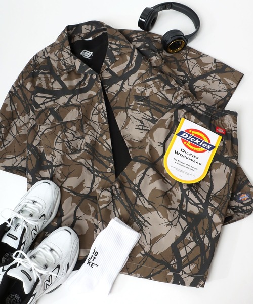 Dickies（ディッキーズ）の「Dickies（ディッキーズ）ビッグシルエット オープンカラーワークシャツ（シャツ/ブラウス・メンズ・ブルー系その他/ブルー系その他2/ライトグレー/ブラック/ベージュ/レオパード/ピンク/ネイビー/リアルツリーカモ/グリーン・XL/M/L）」の10枚目の写真