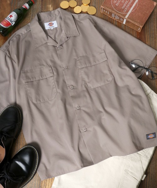 Dickies（ディッキーズ）の「Dickies（ディッキーズ）ビッグシルエット オープンカラーワークシャツ（シャツ/ブラウス・メンズ・ブルー系その他/ブルー系その他2/ライトグレー/ブラック/ベージュ/レオパード/ピンク/ネイビー/リアルツリーカモ/グリーン・XL/M/L）」の16枚目の写真