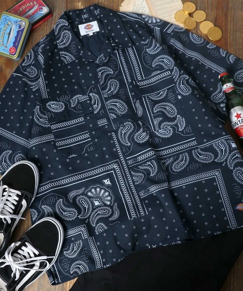 Dickies（ディッキーズ）の「Dickies（ディッキーズ）ビッグシルエット オープンカラーワークシャツ（シャツ/ブラウス・メンズ・ブルー系その他/ブルー系その他2/ライトグレー/ブラック/ベージュ/レオパード/ピンク/ネイビー/リアルツリーカモ/グリーン・XL/M/L）」の17枚目の写真