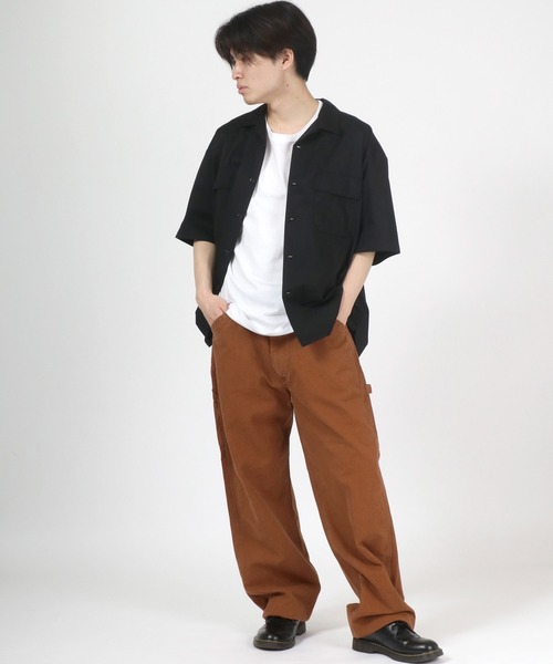 Dickies（ディッキーズ）の「Dickies（ディッキーズ）ビッグシルエット オープンカラーワークシャツ（シャツ/ブラウス・メンズ・ブルー系その他/ブルー系その他2/ライトグレー/ブラック/ベージュ/レオパード/ピンク/ネイビー/リアルツリーカモ/グリーン・XL/M/L）」の21枚目の写真