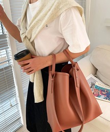 me+em select（ミームセレクト）の「【キャンバスポーチ付き】２WAY ダブルハンドルバッグ（ショルダーバッグ）」