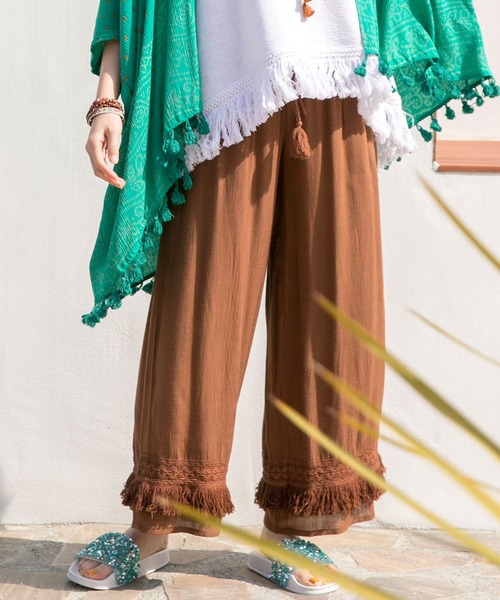チャイハネ（チャイハネ）の「【チャイハネ】シャリンフリンジワイドパンツ（その他パンツ・レディース・ブラック/ブラウン/カーキ/ブルー/イエロー/パープル/オレンジ/レッド/ターコイズブルー/ベージュ/ホワイト/グリーン・FREE）」の3枚目の写真