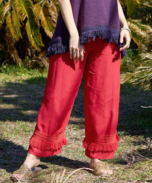 チャイハネ（チャイハネ）の「【チャイハネ】シャリンフリンジワイドパンツ（その他パンツ・レディース・ブラック/ブラウン/カーキ/ブルー/イエロー/パープル/オレンジ/レッド/ターコイズブルー/ベージュ/ホワイト/グリーン・FREE）」の11枚目の写真