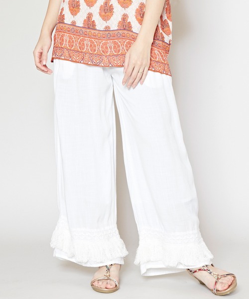 チャイハネ（チャイハネ）の「【チャイハネ】シャリンフリンジワイドパンツ（その他パンツ・レディース・ブラック/ブラウン/カーキ/ブルー/イエロー/パープル/オレンジ/レッド/ターコイズブルー/ベージュ/ホワイト/グリーン・FREE）」の2枚目の写真