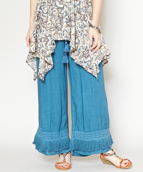 チャイハネ（チャイハネ）の「【チャイハネ】シャリンフリンジワイドパンツ（その他パンツ・レディース・ブラック/ブラウン/カーキ/ブルー/イエロー/パープル/オレンジ/レッド/ターコイズブルー/ベージュ/ホワイト/グリーン・FREE）」の7枚目の写真