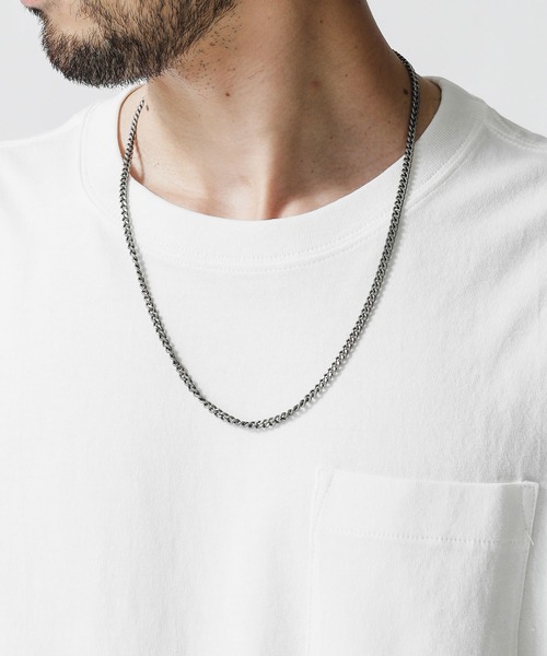 NANO universe（ナノユニバース）の「ブラスチェーンネックレス（ネックレス・メンズ・シルバー/ブラック・FREE）」の4枚目の写真