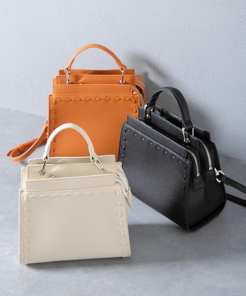 BEAUTY&YOUTH UNITED ARROWS(ビューティーアンドユースユナイテッドアローズ)の「BY ラインハンドル ステッチショルダーバッグ -2WAY- ∴(ショルダーバッグ・レディース・ブラック/オフホワイト/オレンジ/ピンク・FREE)」の12枚目の写真