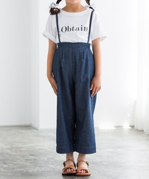 lulpini（ルルピー二）の「kids ソフトデニムストラップ付きタックパンツ（その他パンツ・キッズ・ブルー/サックスブルー・S/M/L）」の5枚目の写真