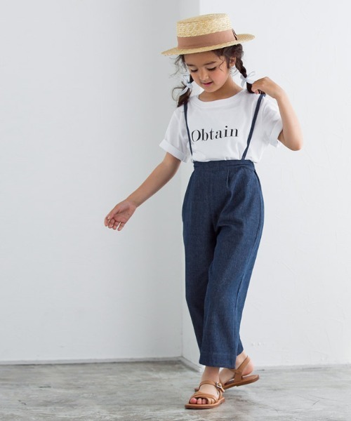 lulpini（ルルピー二）の「kids ソフトデニムストラップ付きタックパンツ（その他パンツ・キッズ・ブルー/サックスブルー・S/M/L）」の3枚目の写真