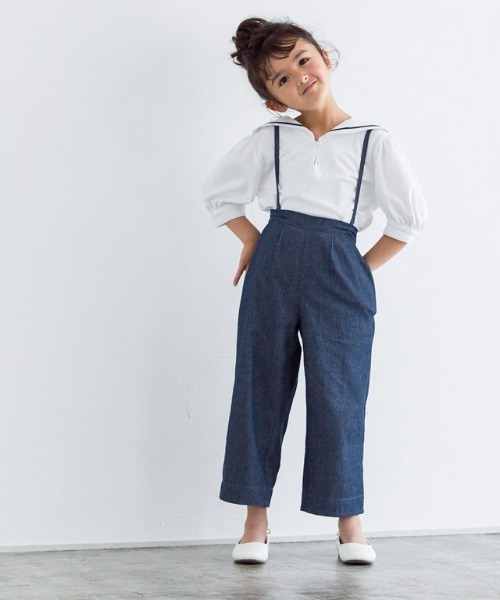 lulpini（ルルピー二）の「kids ソフトデニムストラップ付きタックパンツ（その他パンツ・キッズ・ブルー/サックスブルー・S/M/L）」の20枚目の写真