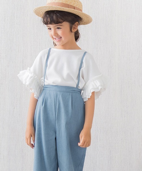 lulpini（ルルピー二）の「kids ソフトデニムストラップ付きタックパンツ（その他パンツ・キッズ・ブルー/サックスブルー・S/M/L）」の18枚目の写真