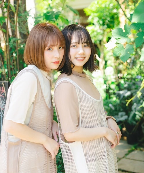 nemne store（ネンネストア）の「切替ライン入りメッシュレイヤードワンピース（ワンピース・レディース・オフホワイト/モカ・フリー）」の20枚目の写真