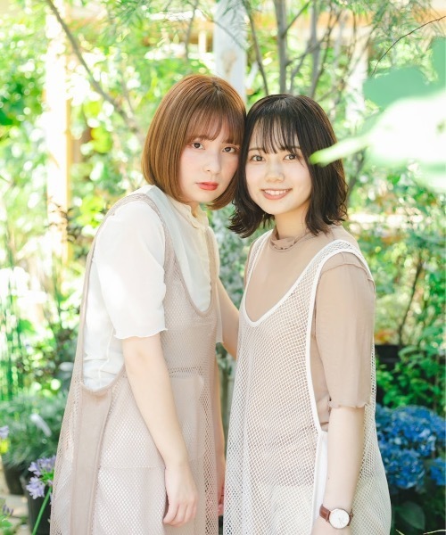 nemne store（ネンネストア）の「切替ライン入りメッシュレイヤードワンピース（ワンピース・レディース・オフホワイト/モカ・フリー）」の15枚目の写真