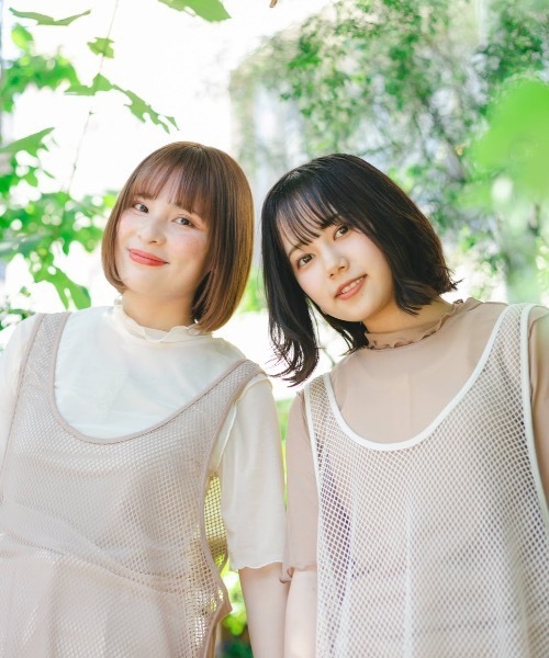 nemne store（ネンネストア）の「切替ライン入りメッシュレイヤードワンピース（ワンピース・レディース・オフホワイト/モカ・フリー）」の7枚目の写真