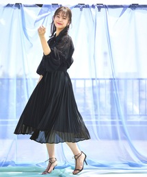 RUIRUE BOUTIQUE（ルイルエブティック）の「通勤にも使えるシアーレース・プリーツスカートセットアップ（ワンピース・レディース）」