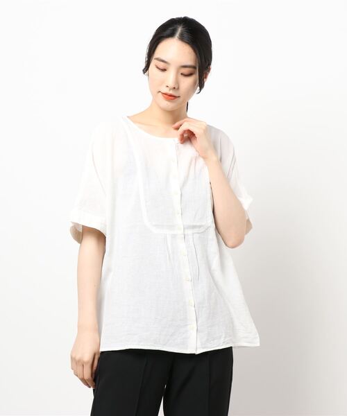 Samansa Mos2（サマンサ モスモス）の「切替前開きブラウス（シャツ/ブラウス・レディース・オフホワイト/ブルー/ベージュ/ネイビー・ﾌﾘ-）」の7枚目の写真