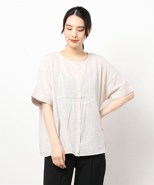 Samansa Mos2（サマンサ モスモス）の「切替前開きブラウス（シャツ/ブラウス・レディース・オフホワイト/ブルー/ベージュ/ネイビー・ﾌﾘ-）」の8枚目の写真