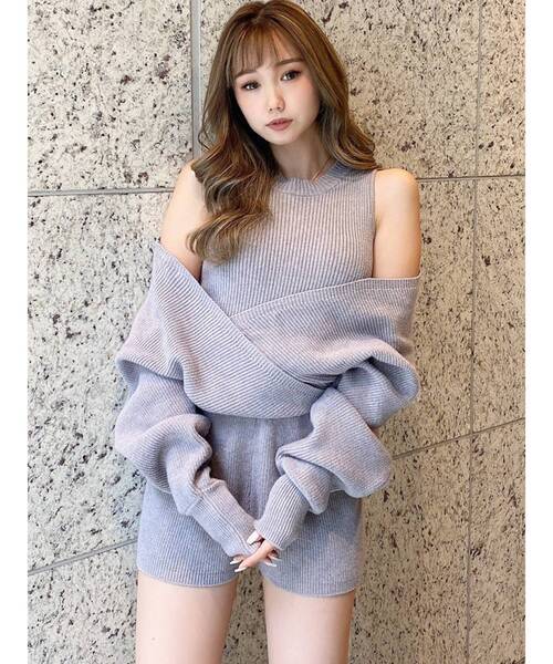 GYDA(ジェイダ)の「レイヤードニット ロンパース(つなぎ/オールインワン・レディース・ライトグレー/ブラック/ベージュ・FREE)」の20枚目の写真