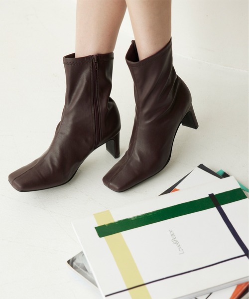 titivate（ティティベイト）の「ｽｸｴｱﾄｩﾍﾞｰｼｯｸｽﾄﾚｯﾁﾌﾞｰﾂ（ブーツ・レディース・キャメル/ダークブラウン/ブラック・S/M/L/LL）」の3枚目の写真