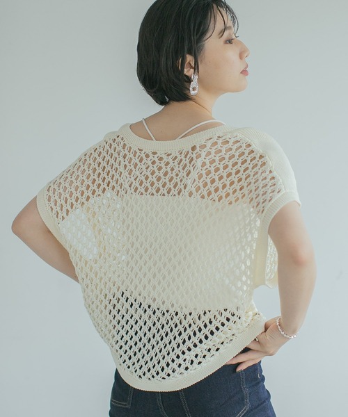 PAGEBOY（ページボーイ）の「2WAYメッシュショートカーディガン（カーディガン/ボレロ・レディース・ブラック/アイボリー・FREE）」の3枚目の写真