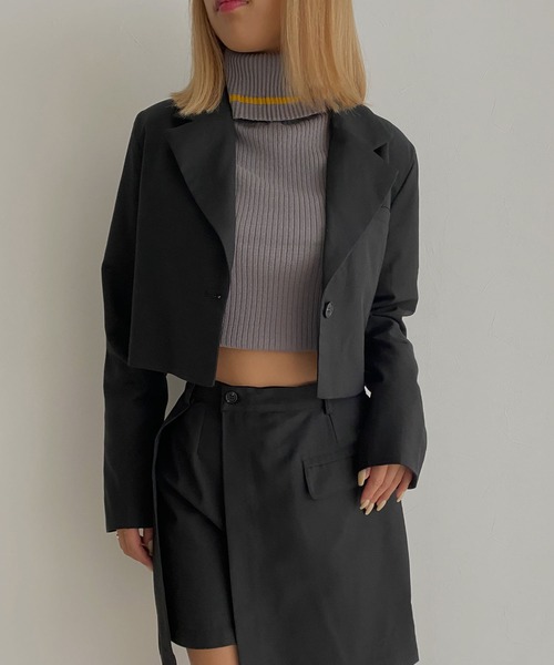 Avvenente（アベネンテ）の「【Avvenente】クロップドジャケット（テーラードジャケット・レディース・ブラック/グレー・M）」の12枚目の写真
