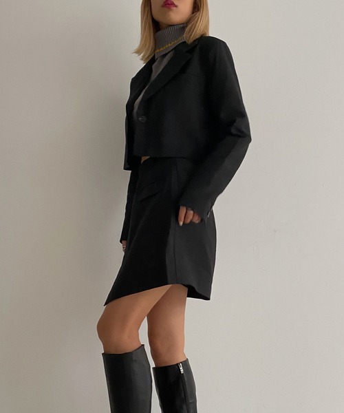 Avvenente（アベネンテ）の「【Avvenente】クロップドジャケット（テーラードジャケット・レディース・ブラック/グレー・M）」の20枚目の写真