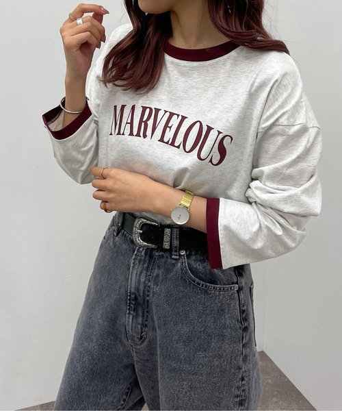apres jour mignon(アプレジュールミニョン)の「リンガーロンT【ZOZOTOWN限定アイテム】(Tシャツ/カットソー・レディース・ボルドー/マスタード/グリーン系その他・X-LARGE/フリー)」の3枚目の写真