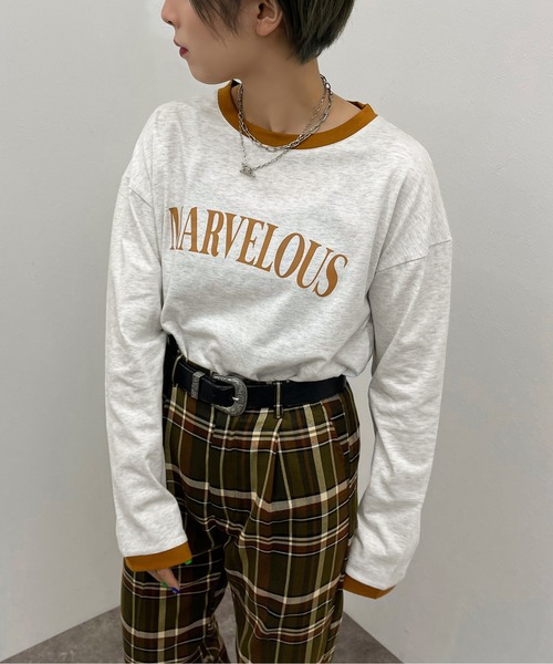 apres jour mignon(アプレジュールミニョン)の「リンガーロンT【ZOZOTOWN限定アイテム】(Tシャツ/カットソー・レディース・ボルドー/マスタード/グリーン系その他・X-LARGE/フリー)」の2枚目の写真