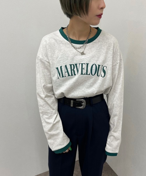 apres jour mignon(アプレジュールミニョン)の「リンガーロンT【ZOZOTOWN限定アイテム】(Tシャツ/カットソー・レディース・ボルドー/マスタード/グリーン系その他・X-LARGE/フリー)」の9枚目の写真