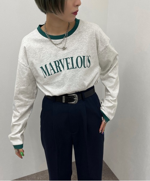 apres jour mignon(アプレジュールミニョン)の「リンガーロンT【ZOZOTOWN限定アイテム】(Tシャツ/カットソー・レディース・ボルドー/マスタード/グリーン系その他・X-LARGE/フリー)」の4枚目の写真