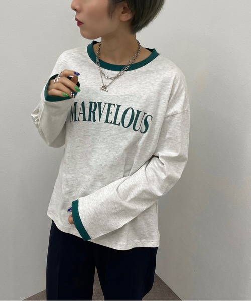apres jour mignon(アプレジュールミニョン)の「リンガーロンT【ZOZOTOWN限定アイテム】(Tシャツ/カットソー・レディース・ボルドー/マスタード/グリーン系その他・X-LARGE/フリー)」の12枚目の写真