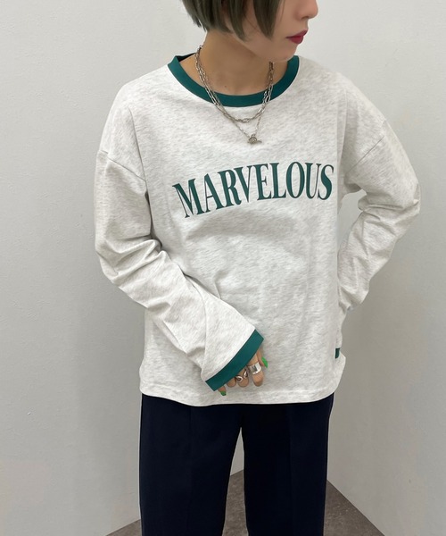 apres jour mignon(アプレジュールミニョン)の「リンガーロンT【ZOZOTOWN限定アイテム】(Tシャツ/カットソー・レディース・ボルドー/マスタード/グリーン系その他・X-LARGE/フリー)」の7枚目の写真