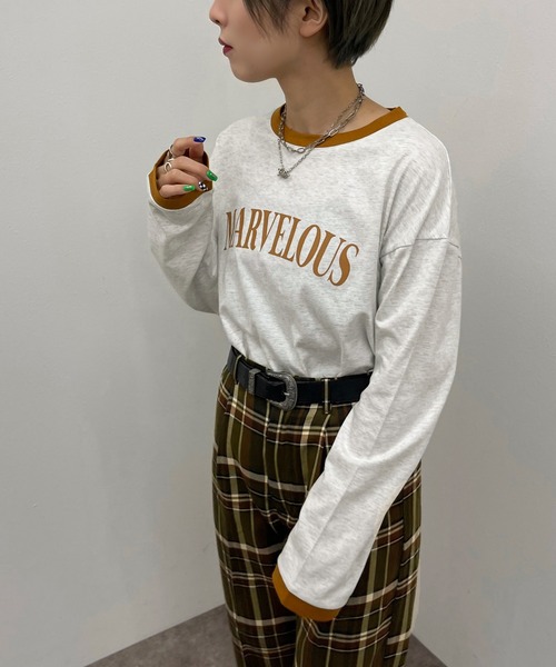 apres jour mignon(アプレジュールミニョン)の「リンガーロンT【ZOZOTOWN限定アイテム】(Tシャツ/カットソー・レディース・ボルドー/マスタード/グリーン系その他・X-LARGE/フリー)」の5枚目の写真