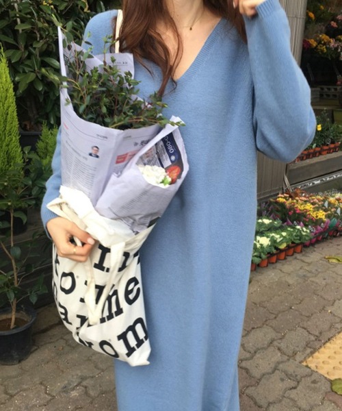 meJane(ミージェーン)の「シンプルVネックニットワンピース【ZOZOTOWN限定】(ワンピース・レディース・ベージュ/ブラウン/ブルー・FREE)」の19枚目の写真